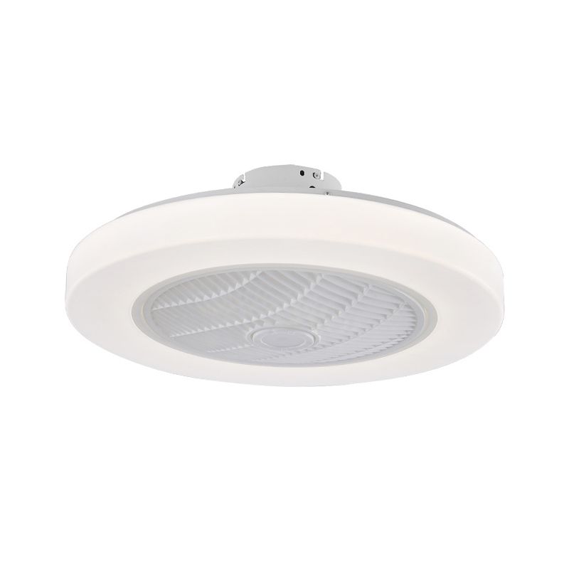 Éclairage de ventilateur de pendentif cercle contemporain LED acrylique semi-luminaire de plafond en blanc en blanc avec 3 lames, 23 "de large