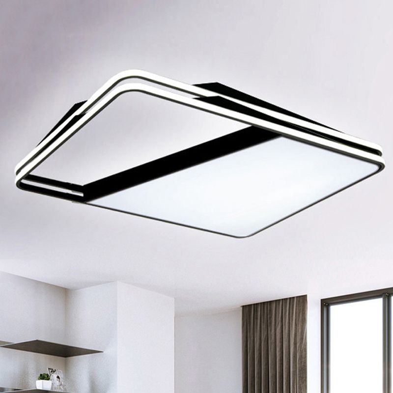 Modernism Splicing Trapezoid Flush Ceiling Lighting Metal LED Living Room Ceiling Fixture in White/Warm Light, 23.5"/35.5" Wide