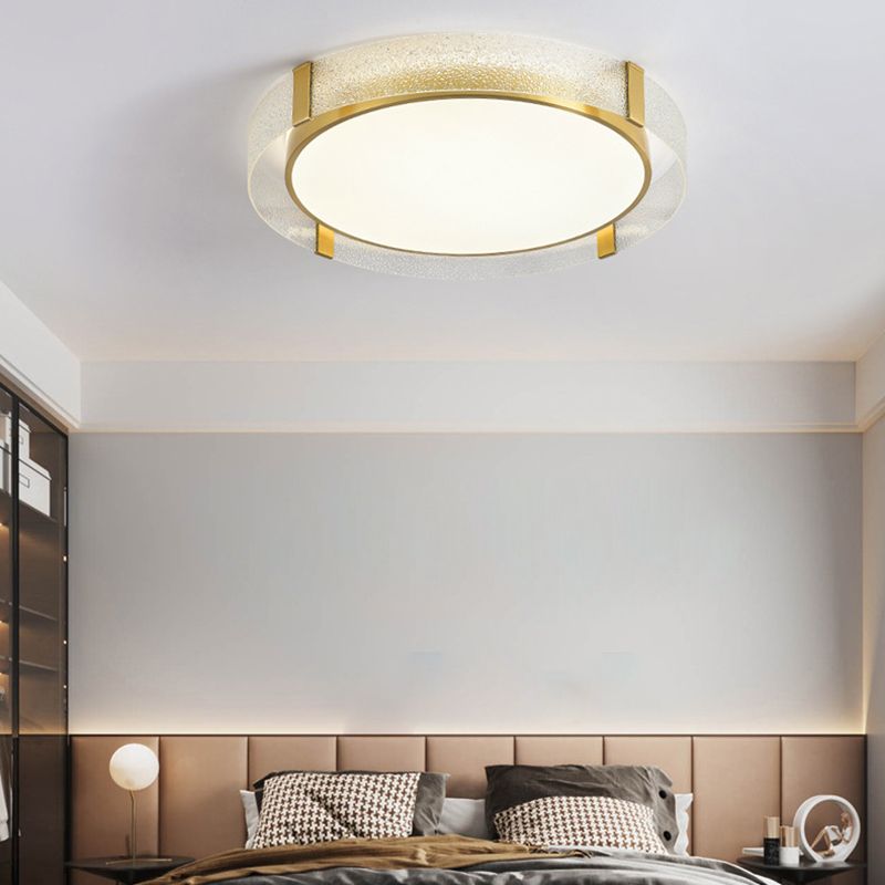 Modern Single Golden Flush Mount Lighting Round LED Ceiling Light for Bedroom