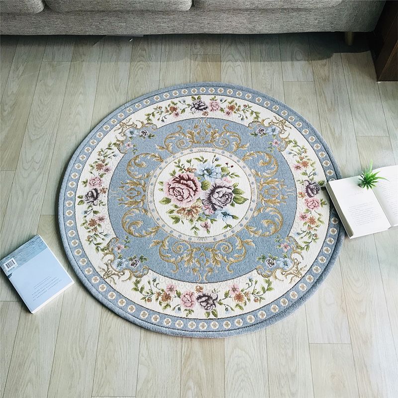 Antique Floral Printed Rug Multicolor Polypropylene Indoor Rug Anti-Slip Backing Pet Friendly Easy Care Carpet for Decor