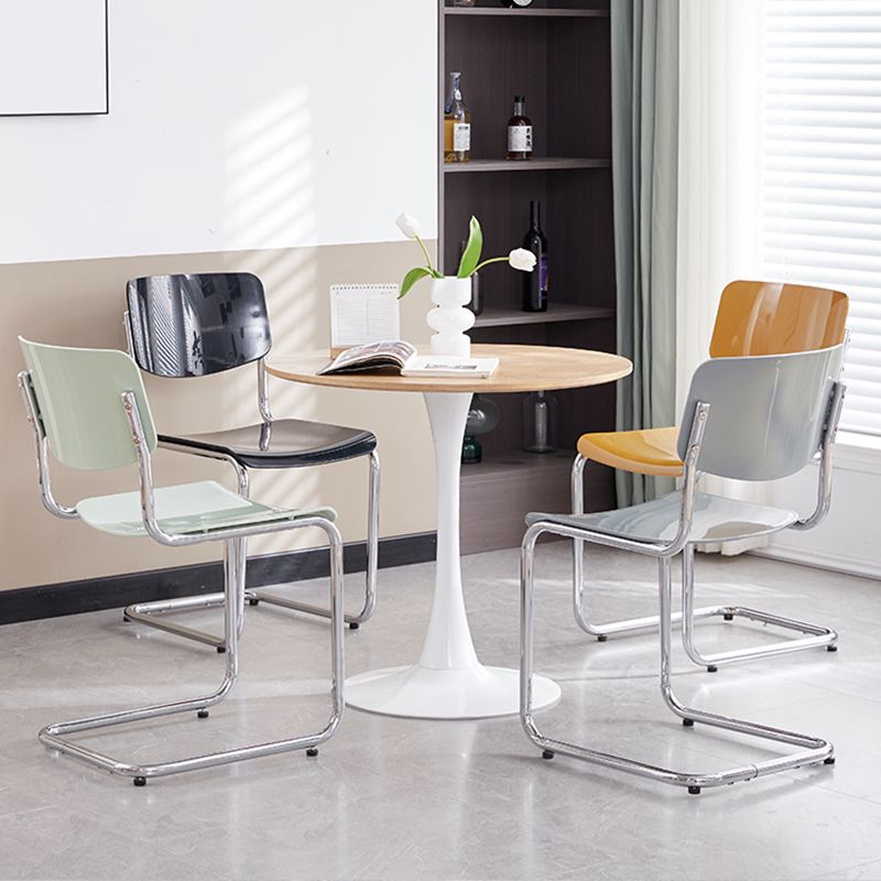 Modern Dining Room Open Back Silver Leg Armless Dining Chair