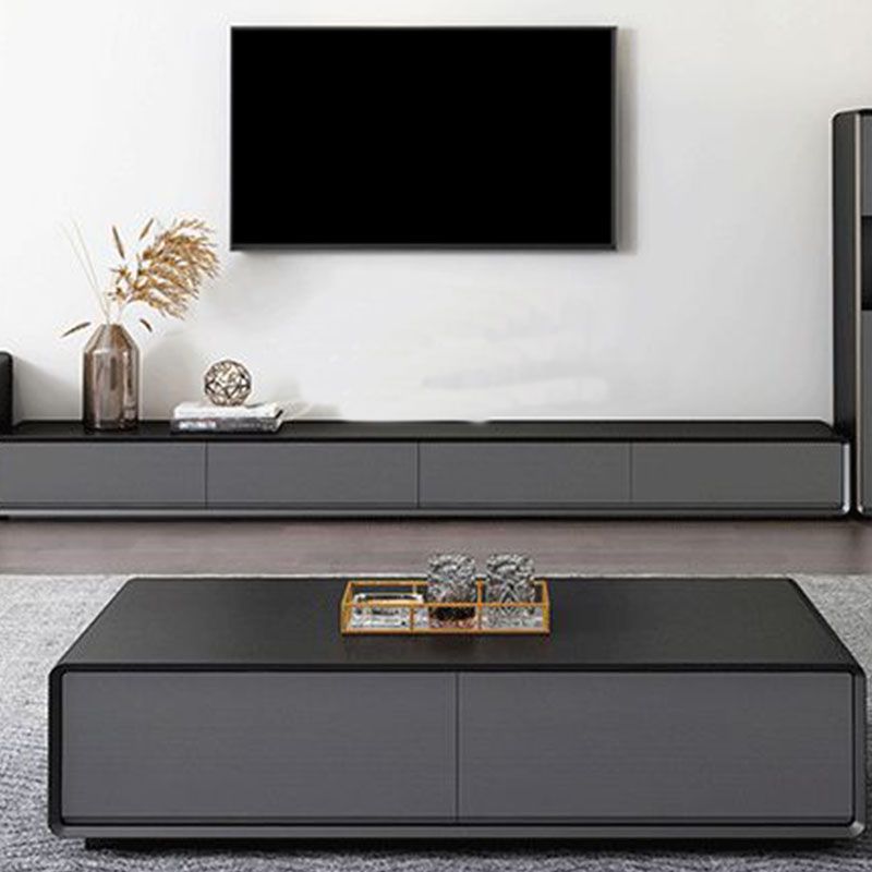 Black Wooden TV Console , Scandinavian TV Stand with Drawers