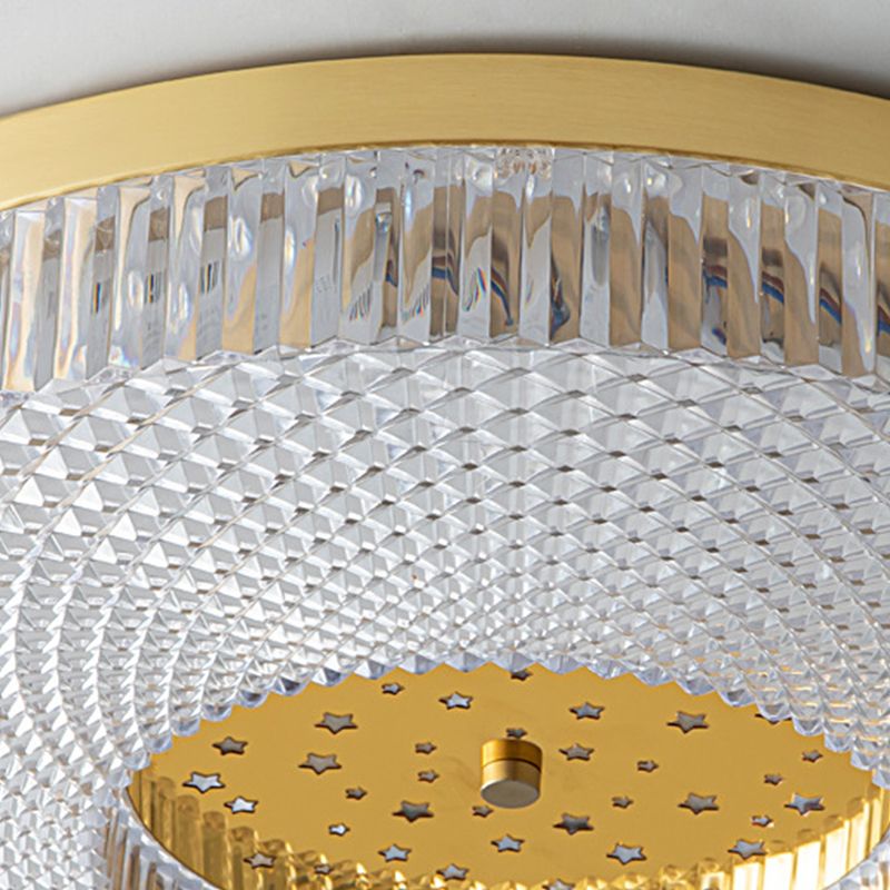 Single Golden Flush Mount Lighting Circle Acrylic LED Ceiling Light