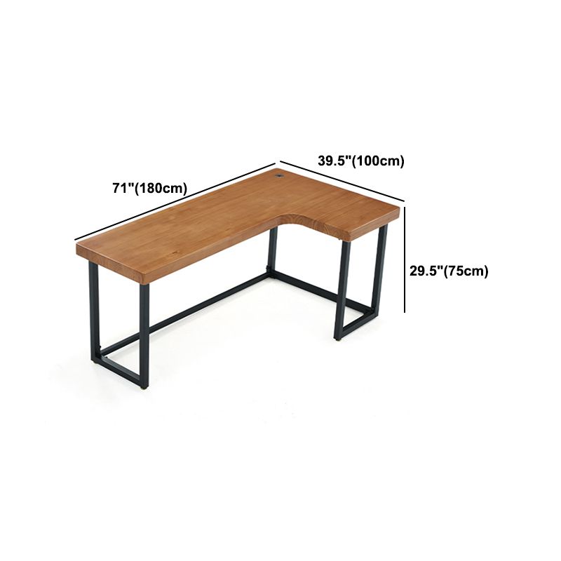 L-Shape Office Table Industrial Writing Desk with H-Shape Base