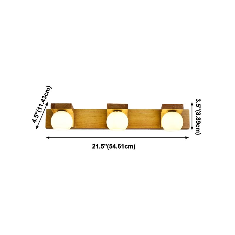 Luz de pared de espejo de bola de madera Luz de luz múltiple moderna lámpara montada en la pared en marrón