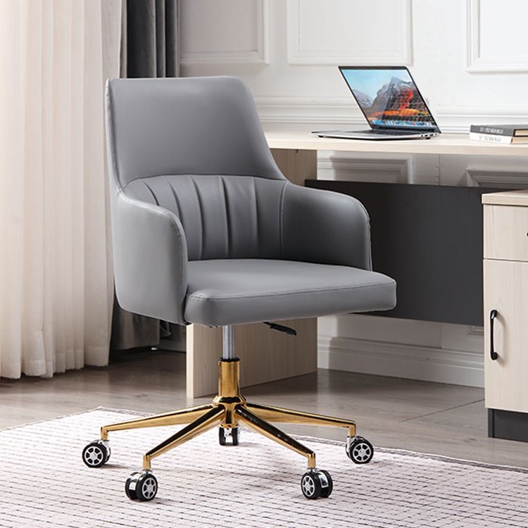 Modern Fixed Arms Desk Chair Adjustable Seat Height Office Chair with Wheels