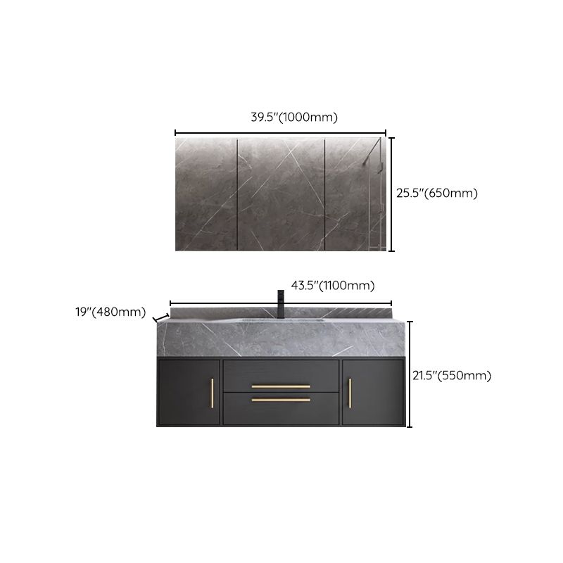 Wall Mount Bathroom Sink Vanity Modern Vanity Set with Mirror