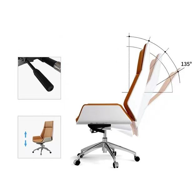 Modern Office Chair Tilt Mechanism Leather No Distressing Ergonomic Desk Chair