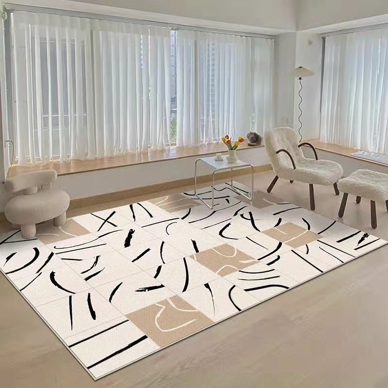 Light Brown Simple Carpet Polyester Pattern Carpet Washable Carpet for Drawing Room