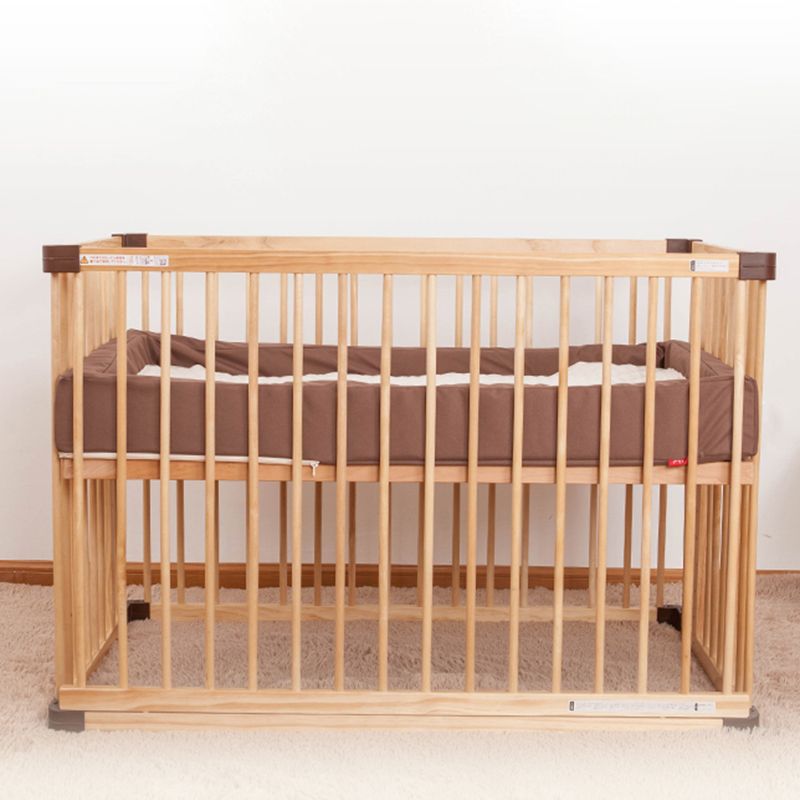 Contemporary Wooden Crib in Natural Nursery Bed with Mattress