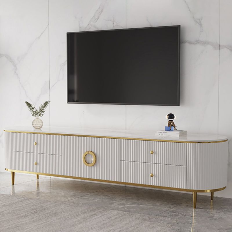 Glam Marble TV Console Enclosed Storage TV Media Stand with Drawers for Living Room