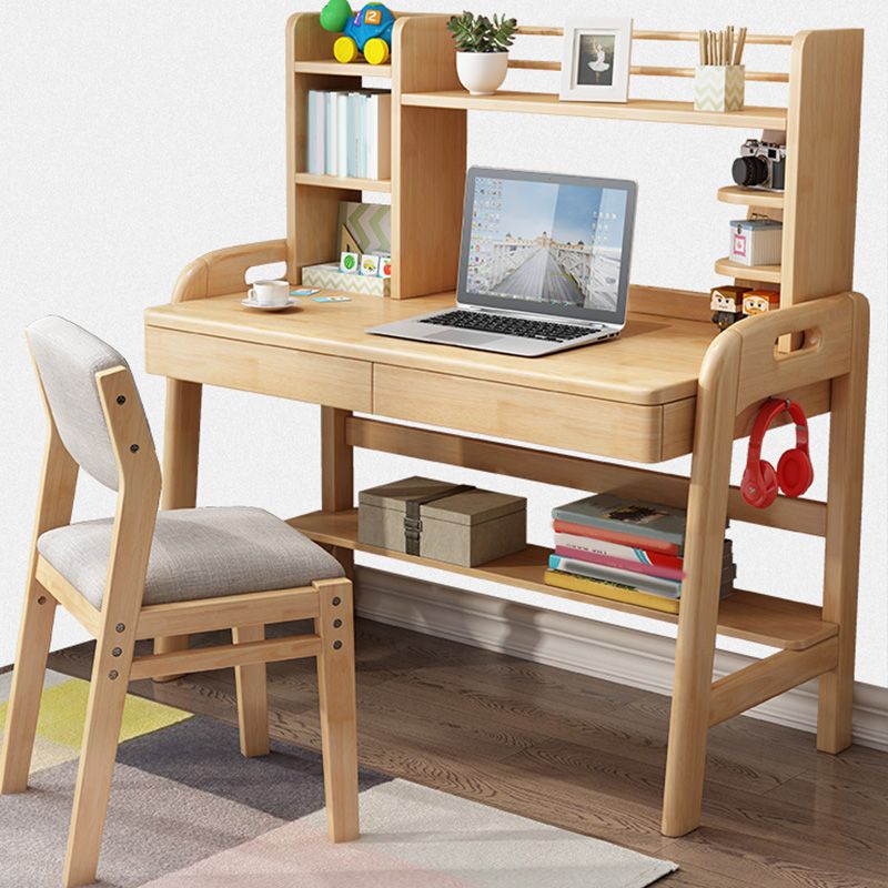 Writing Desk Adjustable Kids Desk 23.6"W Desk with Bookshelf Kids Desk