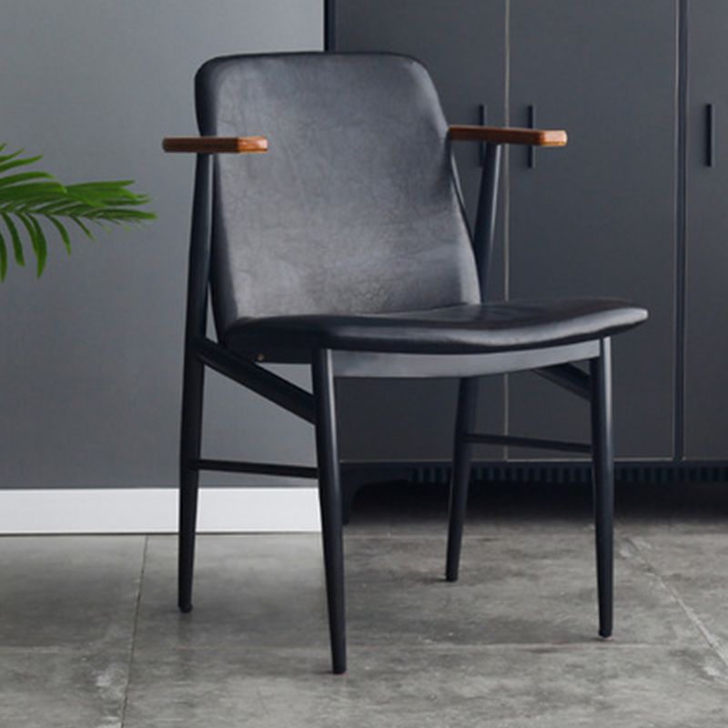 PU Leather Dining Arm Chair Industrial Upholstered Arm Chair