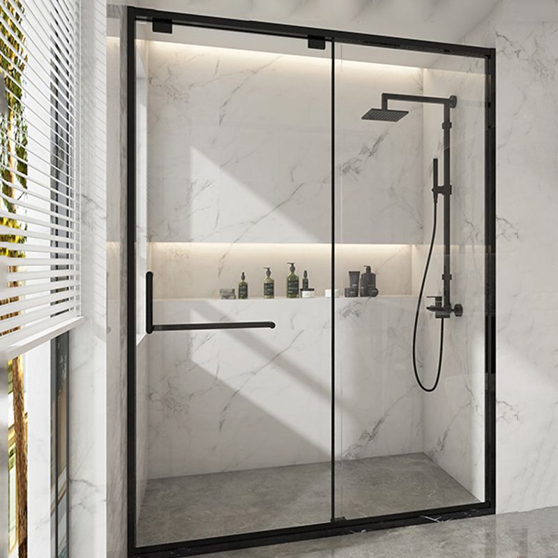 Black Stainless Steel Narrow Frame Semi Frameless Single Swing Shower Door