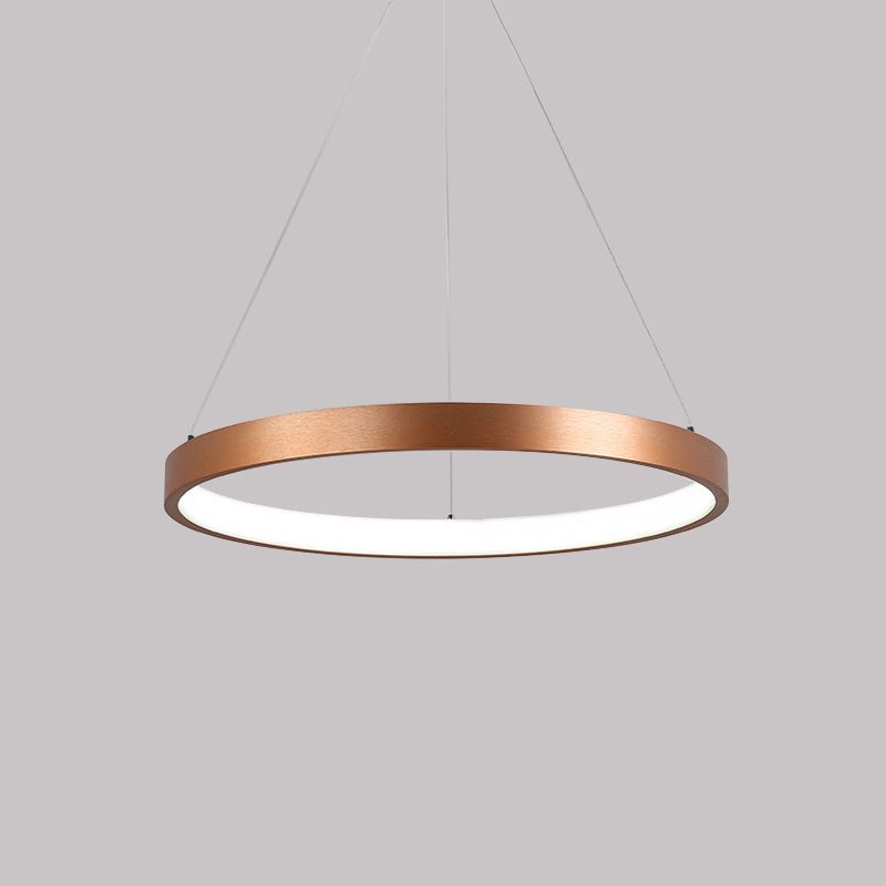 Modern 1/2/3-Head Chandelier Light Fixture with Acrylic Shade Gold Ring Hanging Ceiling Light in Warm/White Light