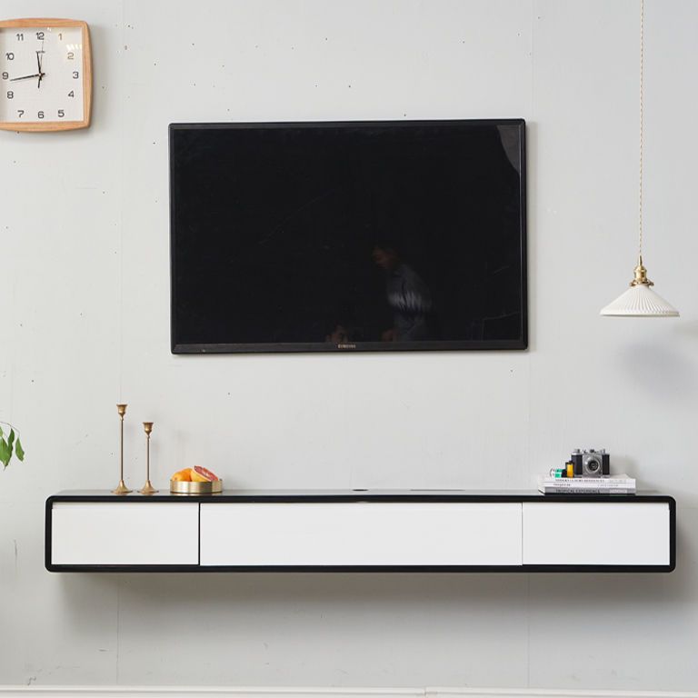 Wall - Mounted TV Stand , Solid Wood TV Stand With Cable Management and Storage