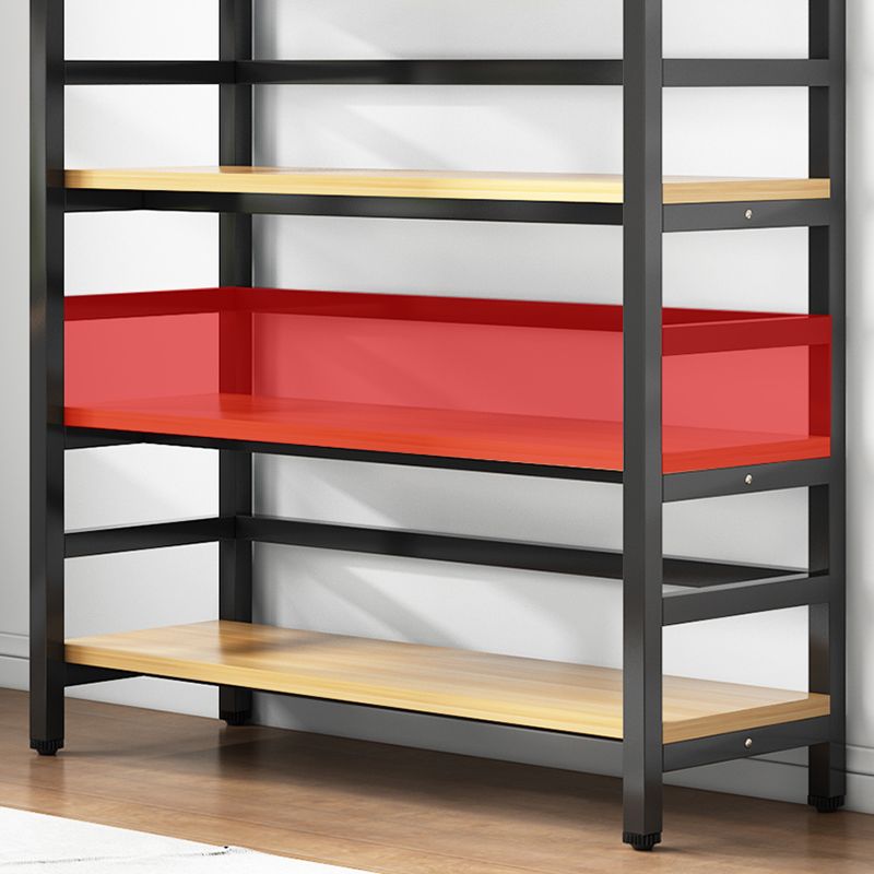 Adjustable Shelves Children's Bookshelf Steel and Wood Bookshelf in Black