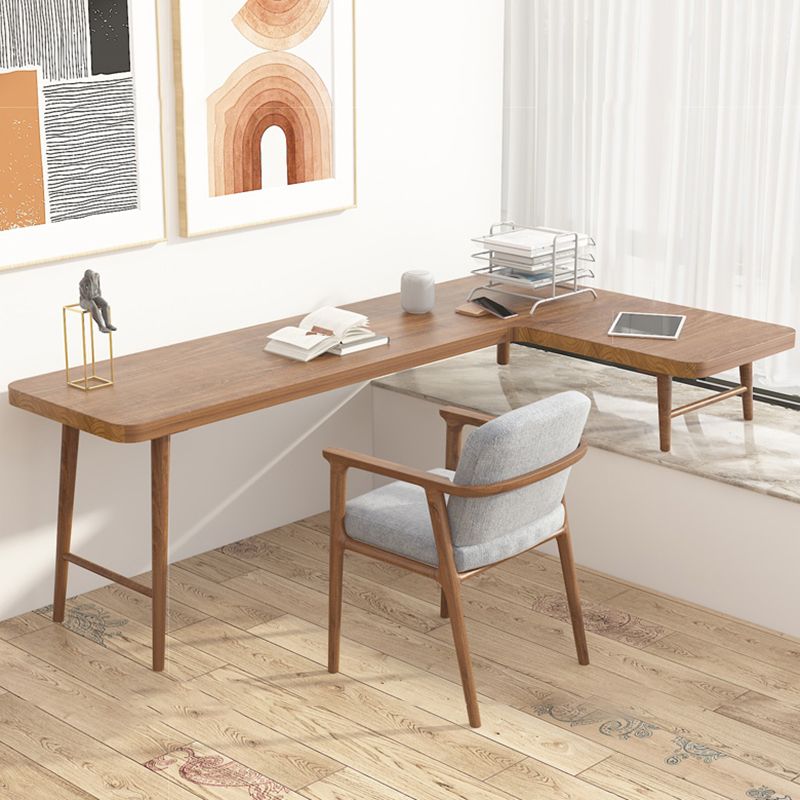 Industrial Pine Wood Office Desk L-Shape Writing Desk for Bedroom