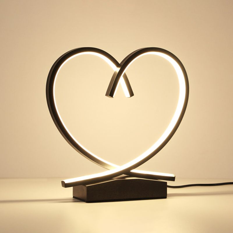 Loving Heart Wooden Night Table Light Simplicity Black/White/Wood LED Desk Lighting for Sleeping Room