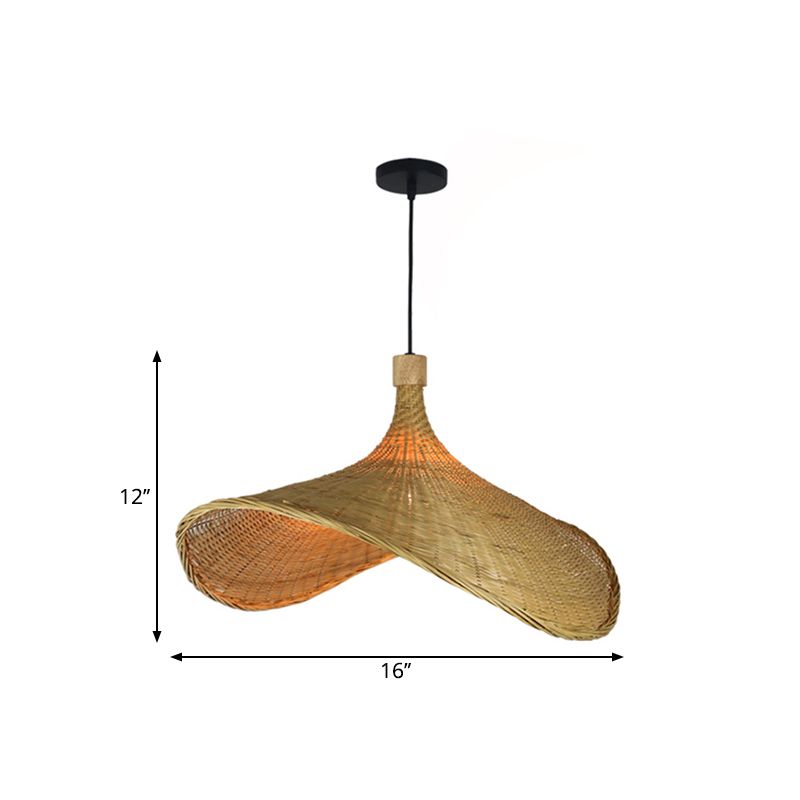 Straw Hat Rattan Down Lighting Warehouse 16"/19.5"/23.5" Width 1 Head Beige Hanging Ceiling Light