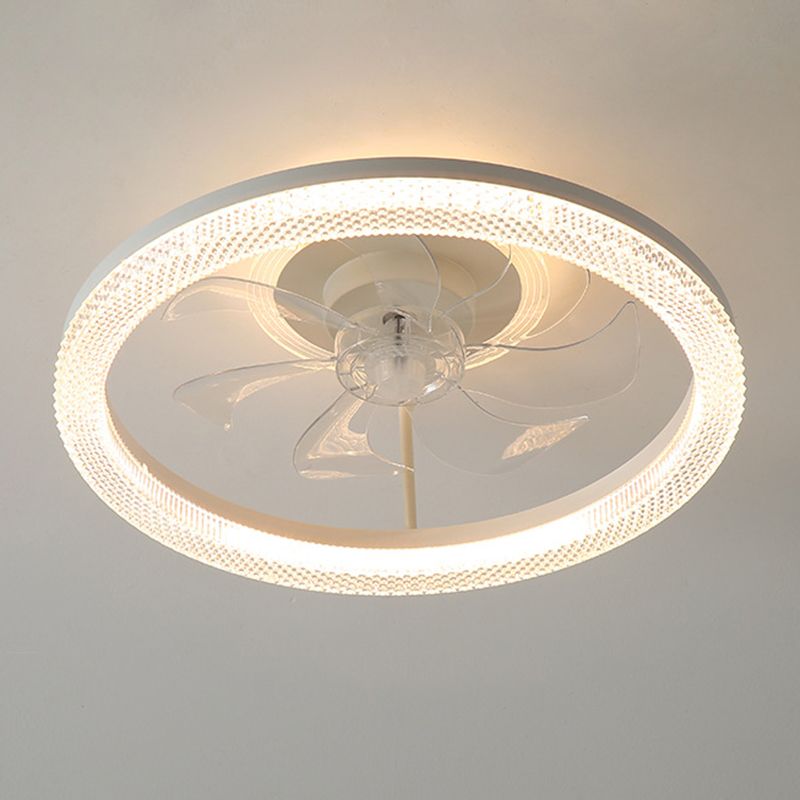 7-Blade Contemporary Ceiling Fan White/Golden Fan with Light for Home