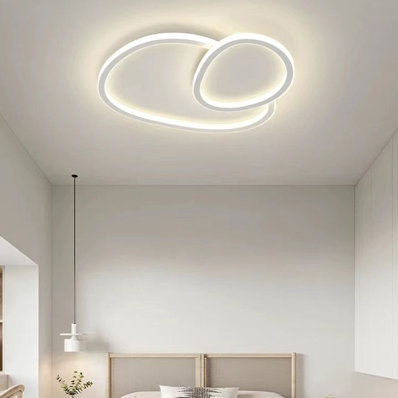 Geometric Mount Lighting Modern Metal Flush Ceiling Light in White