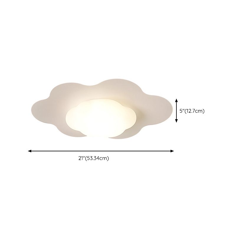 Cloud Shape LED Ceiling Flush Kids Style Metal & Acrylic Flush Mount in White