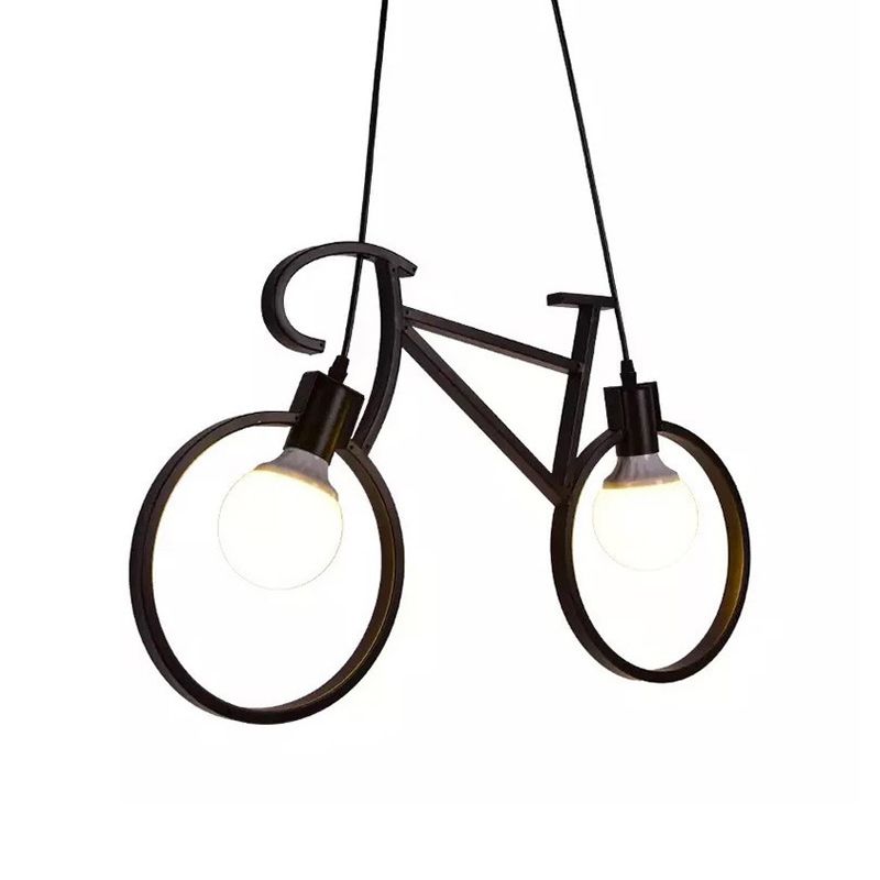 Bicycle Boys dormitorio múltiple colgante de luz de hierro industrial 2 cabezas de techo negro/blanco lámpara de colgar, 20.5 "/24.5" W