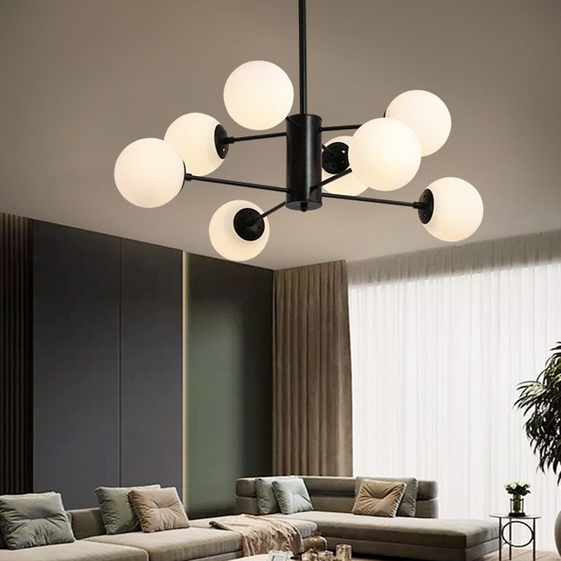 Moderner Glasschatten Kronleuchter Globe Multi -Light Kronleuchter Anhänger für Wohnzimmer