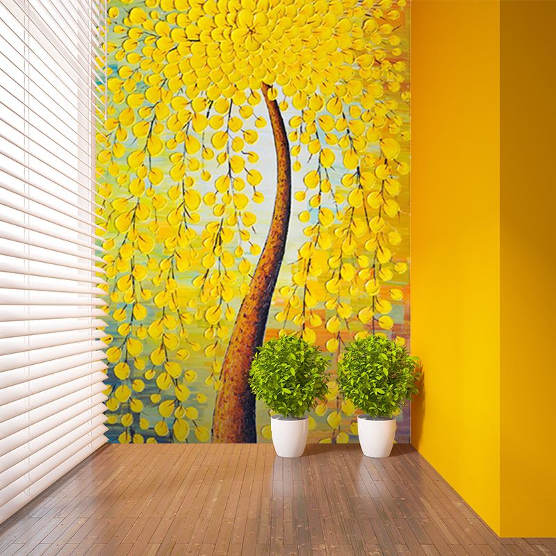 Yellow Peacock Tree Painting Murals Flower Classic Waterproof Wall Decoration for Bedroom