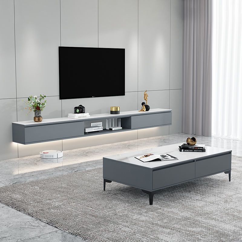 Contemporary Style TV Stand Wall-mounted Enclosed Storage TV Console