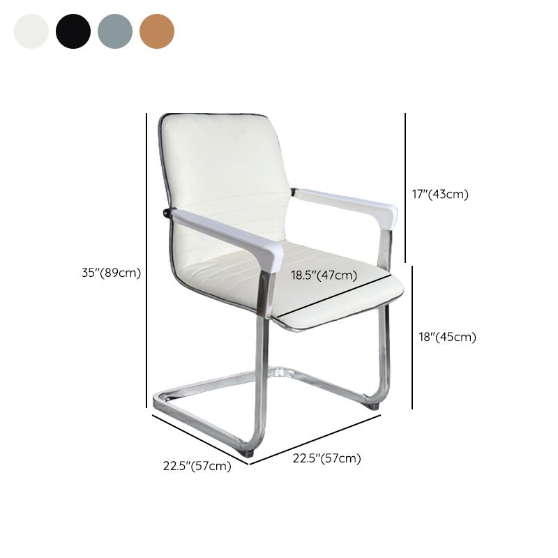 Contemporary Fixed Arms Office Chair Leather Task Chair for Office