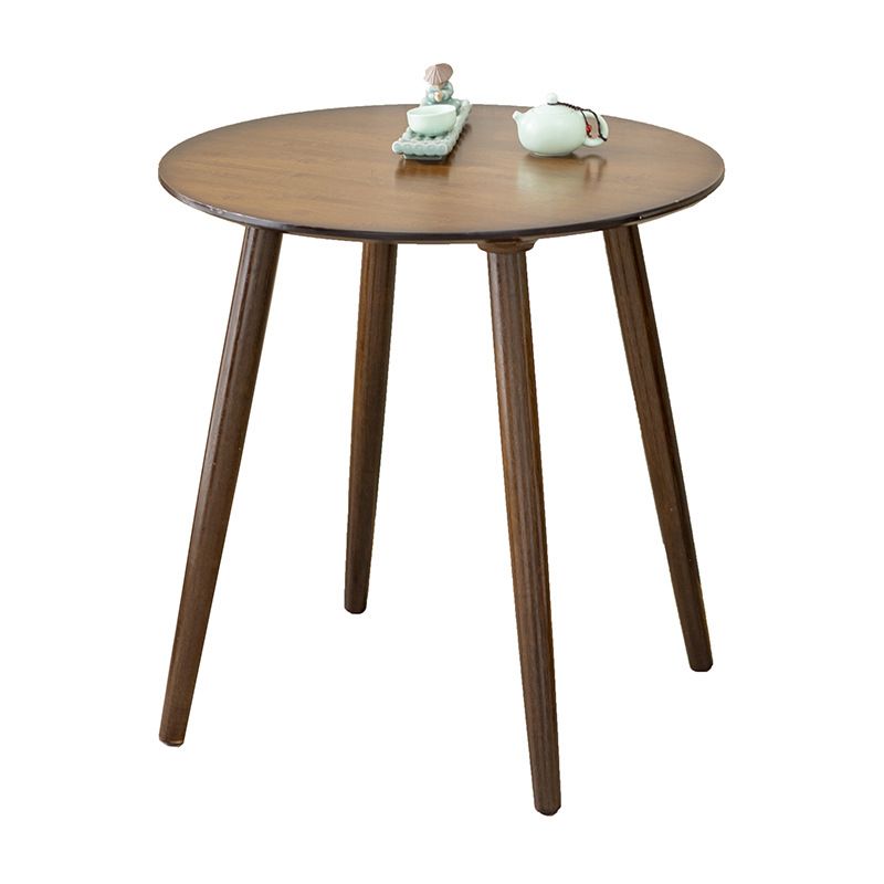 Scandinavian Brown/Natural Wood Top End Table 4 Legs Round Side Table