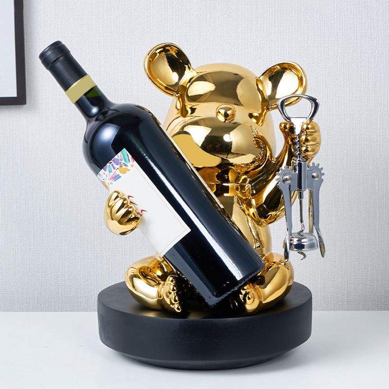 Glam Wine Bottle Rack Tabletop Resin Bottle Holder for Living Room