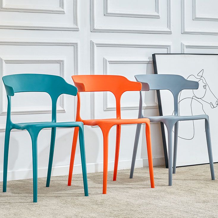 Plastic Chair Open Back Dining Side Furniture in Matte Finish