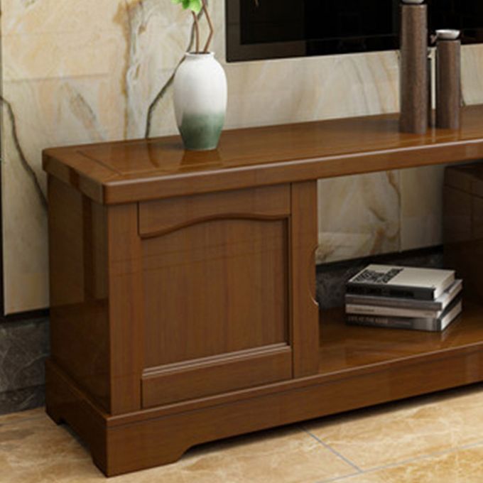 Traditional TV Media Stand with Drawers Rubberwood Media Console