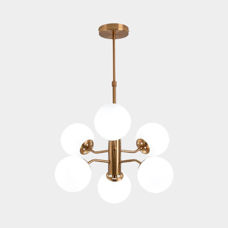 Pendard à balle dorée Chandelier moderniste multiclavanes LED en verre blanc lampe suspendue à la conception de Spoutnik