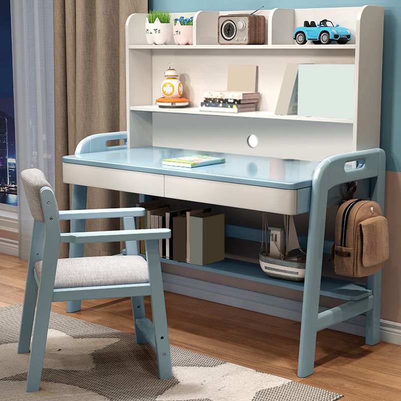 Contemporary Student Table with Side Storage Hook and Storage Drawes