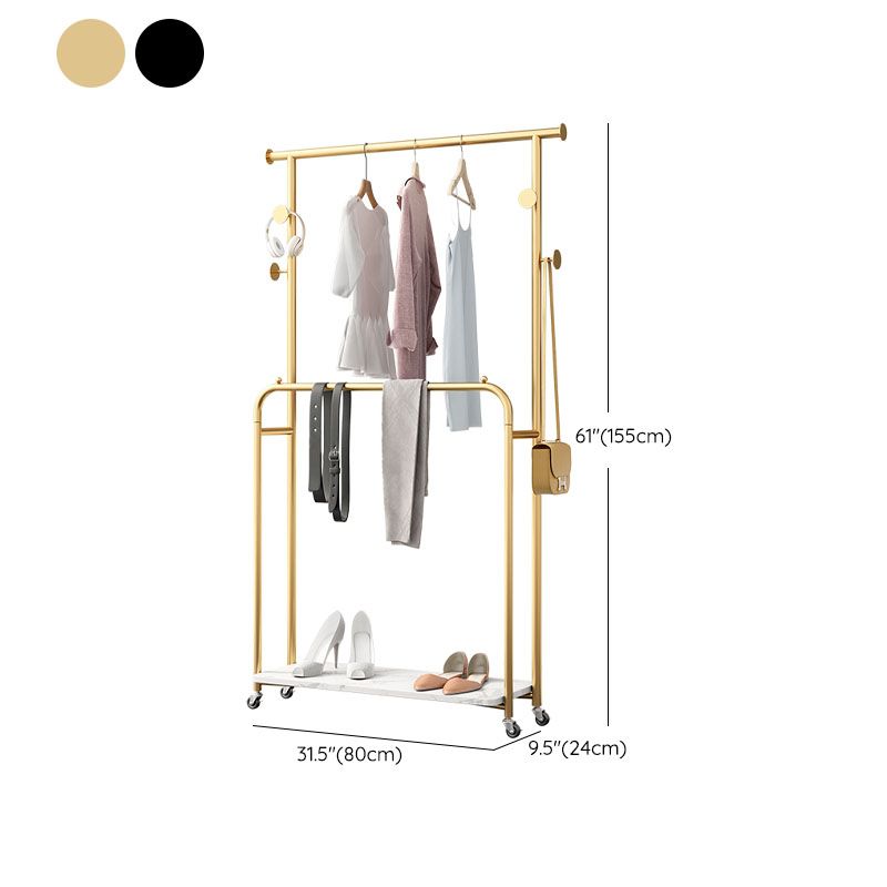 Glam Entryway Kit 2 Hanging Rails Lower Shelf and Hooks Coat Hanger