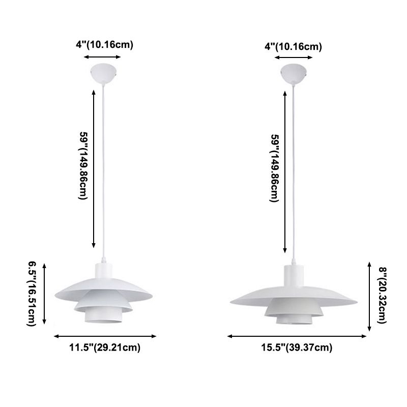 1 bulbe 3 couches Design Kit de lampe suspendue Pendentif en métal blanc moderne pour salle à manger