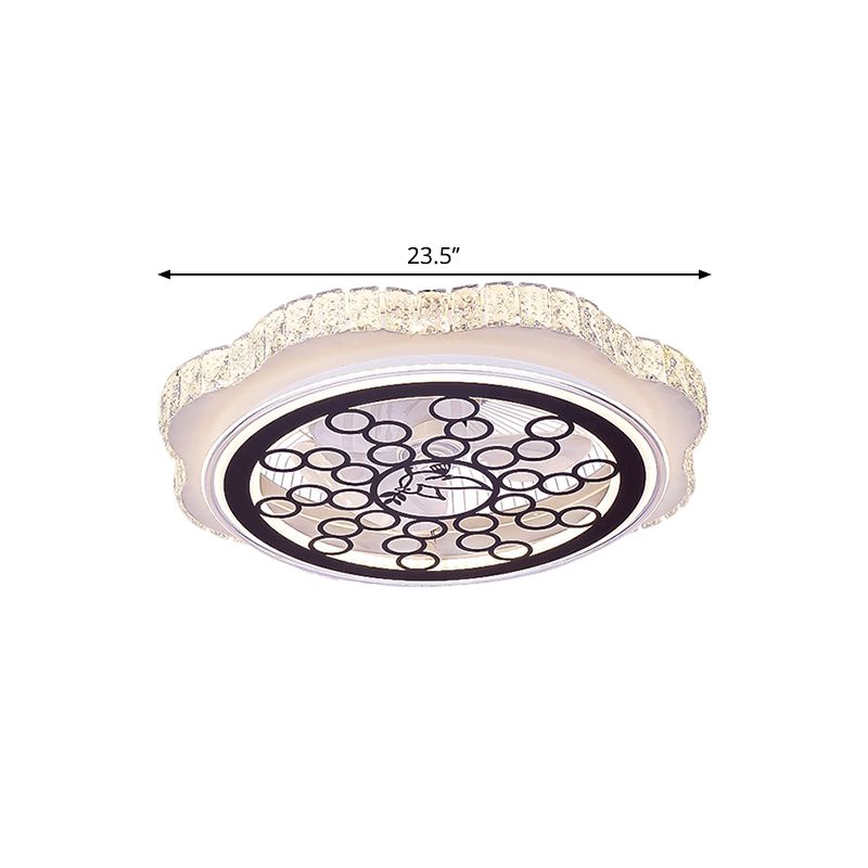 Sunflower/Plum Blossom/Star Patrón colgante Luz de ventilador Modernos de corte rectangular de 23.5 "W LED White Semi-Flush Monte