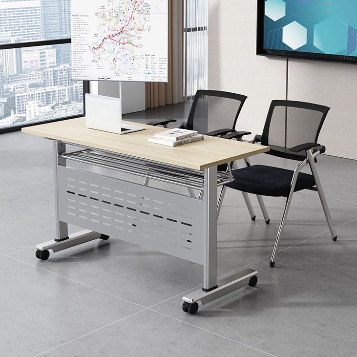 Contemporary Manufactured Wood Office Desk Rectangular Desk with Metal Frame