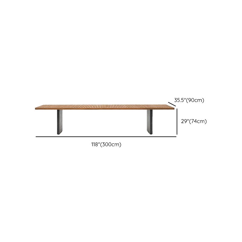 Brown Solid Wood Dining Table Contemporary Rectangle Teak Table