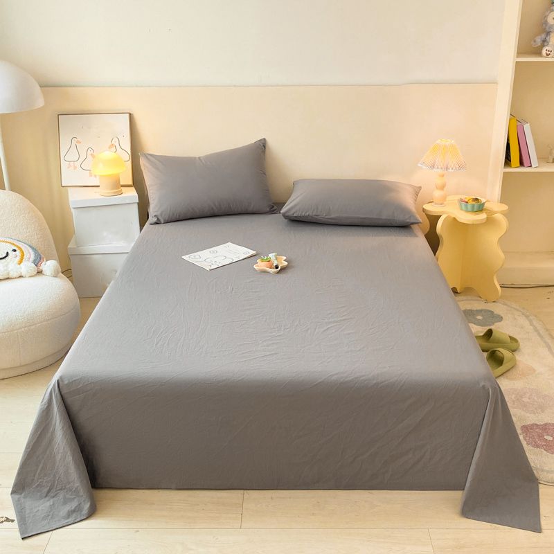 3-Piece Solid Color Sheet Set Cotton Tear Resistant Bed Sheet