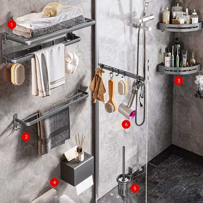 Modern Bathroom Accessories Hardware Set Grey Towel Bar Bath Shelf Bath Hardware Set