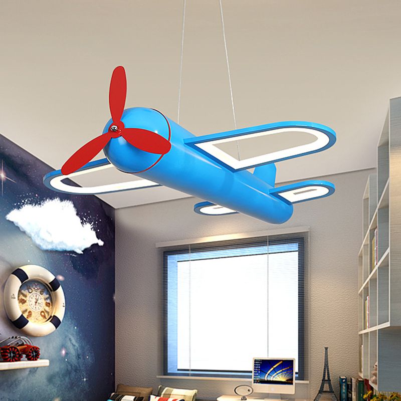 Airplane Pendant Lighting Fixture Kids Style LED Metal Hanging Pendant Light for Bedroom