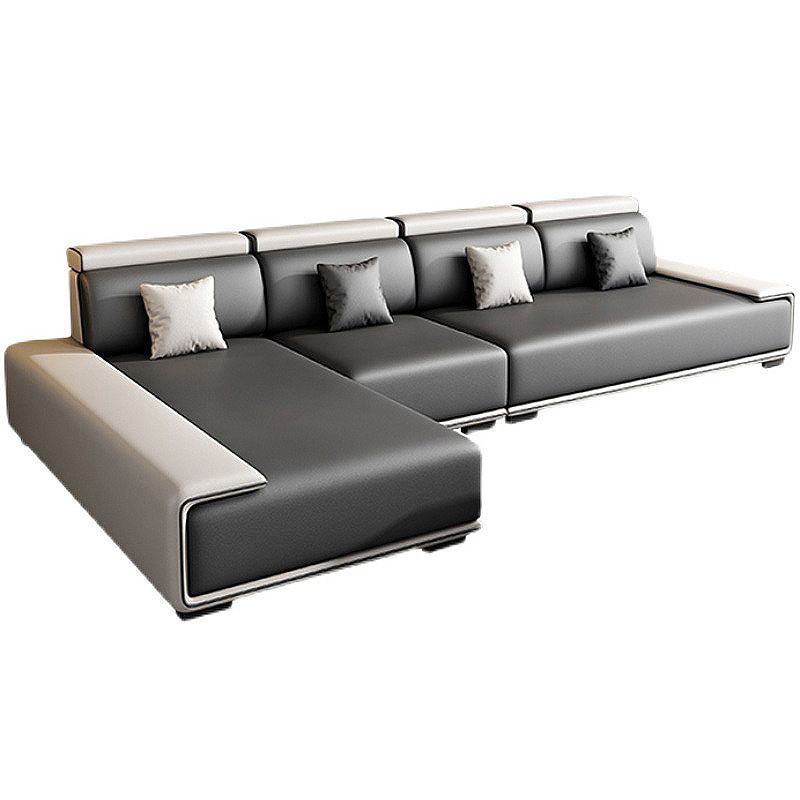 132"L Modern 5-Seat Sectional Fabric Cushion Back Sofa and Chaise