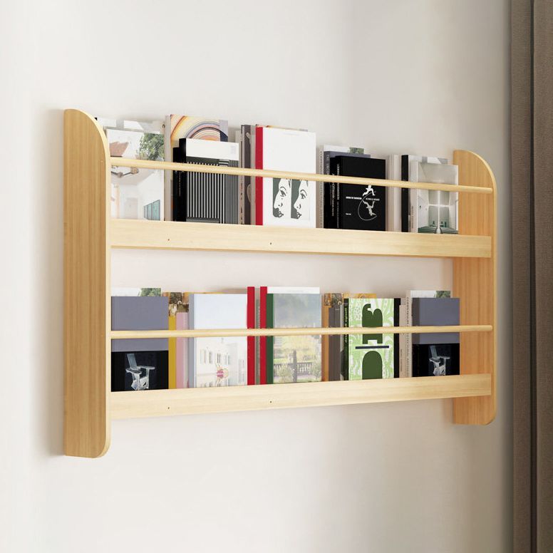 Pine Wood Wall Mounted Bookshelf Natural Scandinavian Bookcase for Bedroom