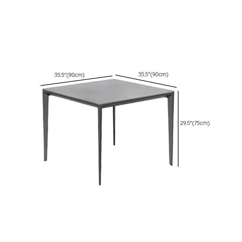 Modern Style Stone Courtyard Table Geometric Aluminum Base Outdoor Table