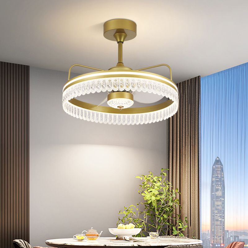 Metal Round Shape Ceiling Fans Modern 2-Lights Ceiling Fan Fixture